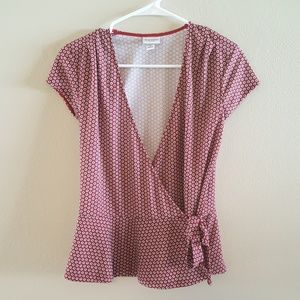 Isaac Mizrahi For Target Red Peplum Wrap Top